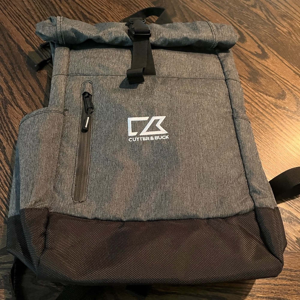 Cutter & Buck Charcoal and Black Roll-Top Backpack
